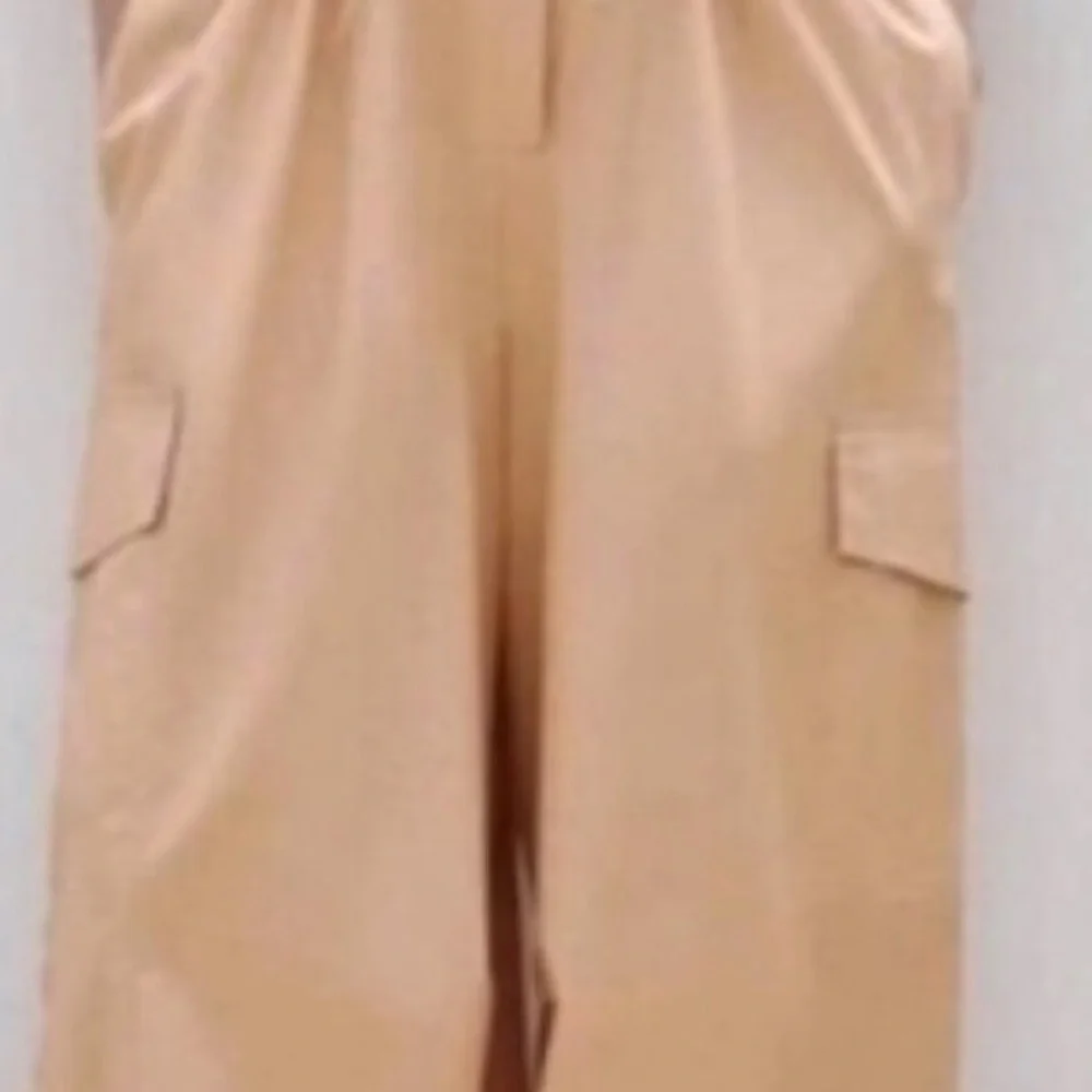 Zara‎ Utility Cotton Jumpsuit Cargo Snap Peach Size Small - Picture 10 of 11